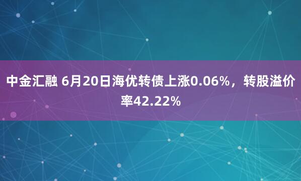 中金汇融 6月20日海优转债上涨0.06%，转股溢价率42.22%