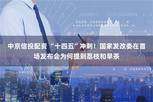 中京信投配资 “十四五”冲刺！国家发改委在首场发布会为何提到荔枝和早茶